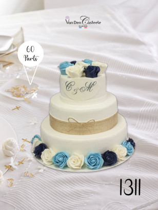 gâteau mariage fleurs bleues