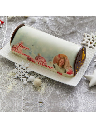 Bûche personnalisée Boules de Noël