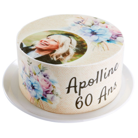 Gâteau glacé personnalisé Fleurs – Dessert photo fleuri et élégant