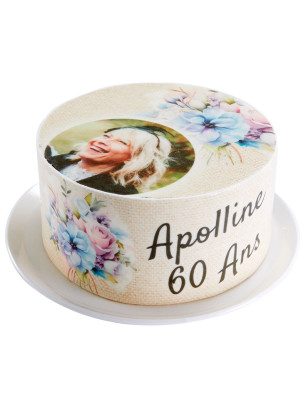 Gâteau glacé personnalisé Fleurs – Dessert photo fleuri et élégant