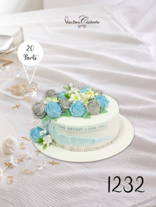 Gâteau Baptême Fleurs