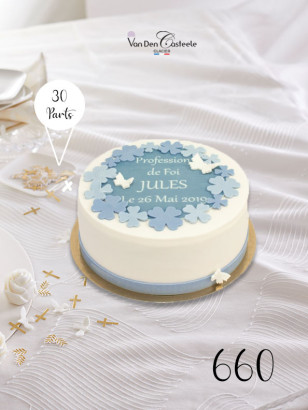 Gâteau Profession de Foi Papillons Bleus