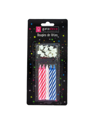 Bougies d’anniversaire 8 cm x10 – 3 couleurs assorties