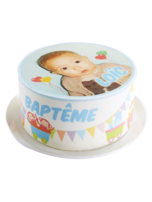 Gâteau Banderoles personnalisé – Naissance, baptême ou anniversaire