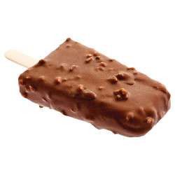 Nos ski à la vanille avec un enrobage chocolat au lait avec noisettes