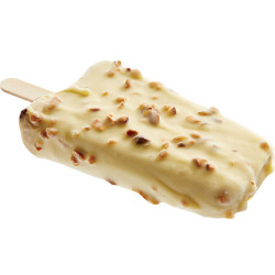 Ski glacé à la crème glacée chocolat blanc enrobage noisette