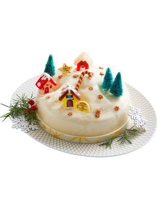 Gâteau village sous la neige