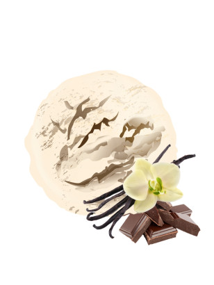 Glace artisanale à la vanille avec coulis chocolat