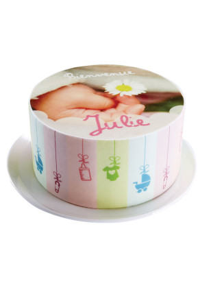 Gâteau photo Naissance personnalisé – Bébé, baby shower ou baptême