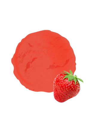 Pot de glace à la fraise avec des morceaux de fraise