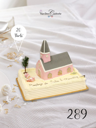 Gâteau de Baptême Église Rose