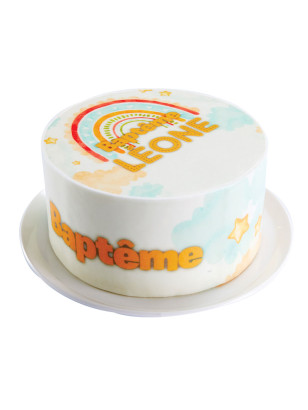 Gâteau glacé Photo Arc-en-ciel personnalisé – Anniversaire & fête colorée