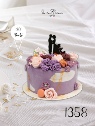 gateau fleurs violet mariage