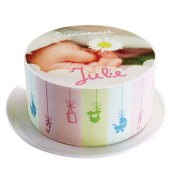 Gâteau photo Naissance personnalisé – Bébé, baby shower ou baptême