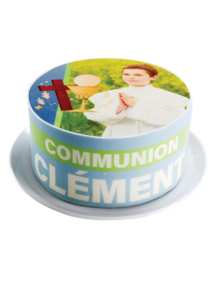 Gâteau glacé Croix personnalisé – Baptême, communion, confirmation