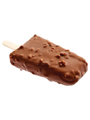 Nos ski à la vanille avec un enrobage chocolat au lait avec noisettes