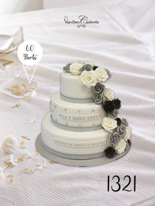 Pièce montée Cascade de fleurs gris