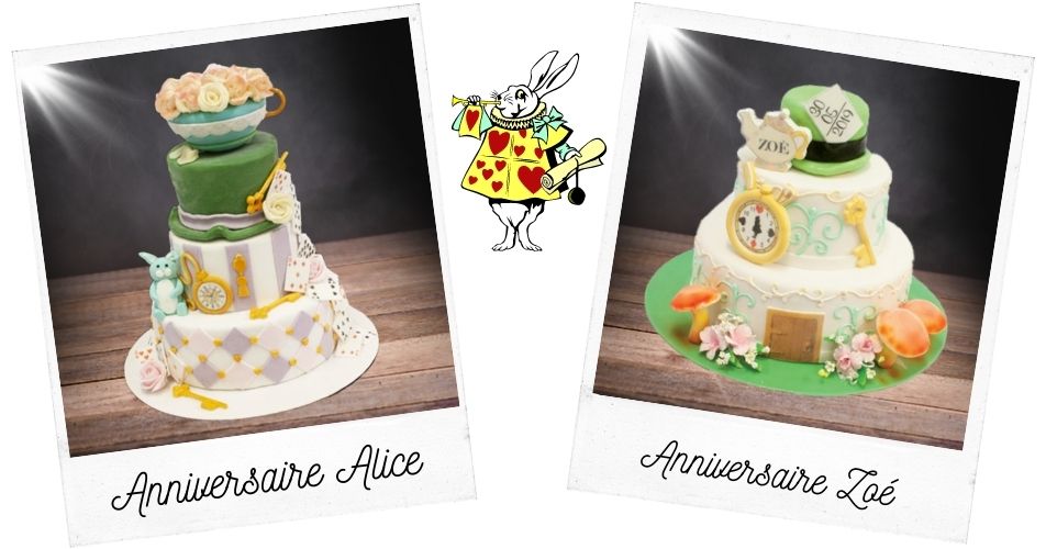 gâteau mariage thème Alice au pays des merveilles
