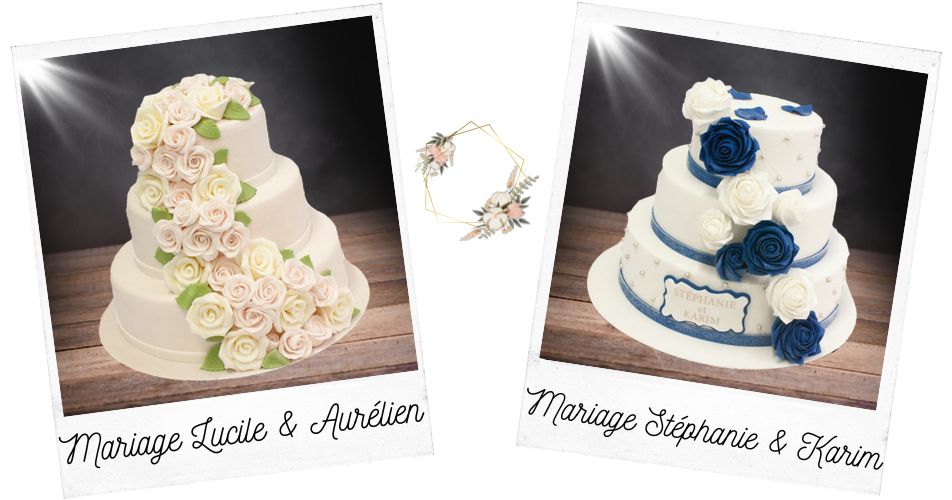 gâteaux de mariage cascade de fleurs